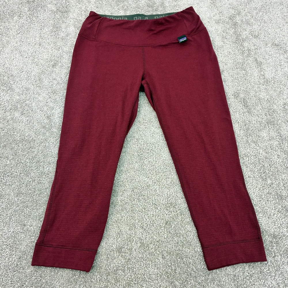 Patagonia Capilene Baselayer Pants Womens Small Thermal Weight Burgundy Crop